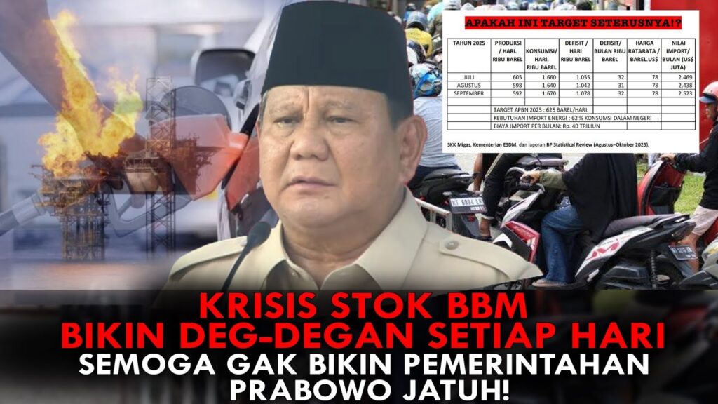 Youtube Thumnail image of : KRISIS STOK BBM BIKIN DEG-DEGAN SETIAP HARI. SEMOGA GAK BIKIN PEMERINTAHAN PRABOWO JATUH!