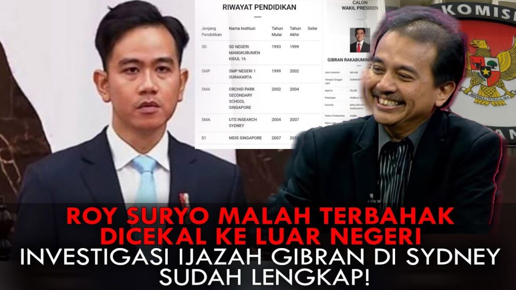 Youtube Thumnail image of : ROY SURYO MALAH TERBAHAK, DICEKAL KE LUAR NEGERI. INVESTIGASI IJAZAH GIBRAN DI SYDNEY SUDAH LENGKAP!