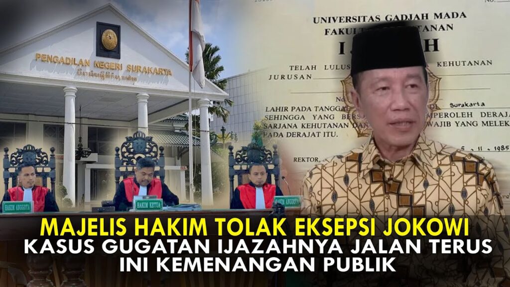 Youtube Thumnail image of : MAJELIS HAKIM TOLAK EKSEPSI JOKOWI, KASUS GUGATAN IJAZAHNYA JALAN TERUS. INI KEMENANGAN PUBLIK