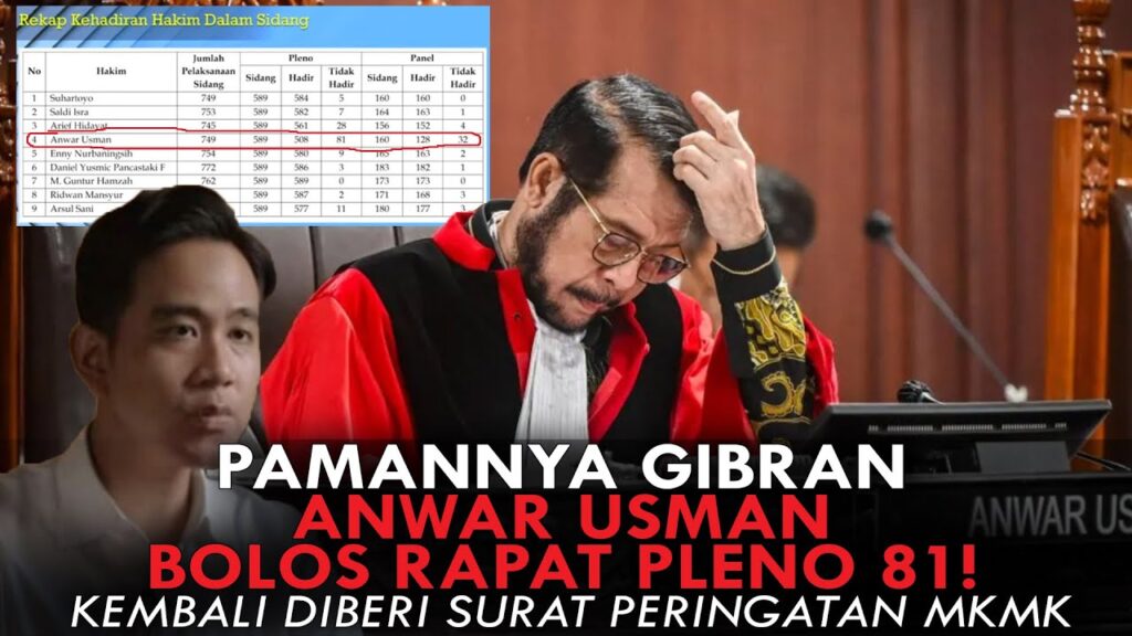 Youtube Thumnail image of : PAMANNYA GIBRAN, ANWAR USMAN BOLOS RAPAT PLENO 81! KEMBALI DIBERI SURAT PERINGATAN MKMK